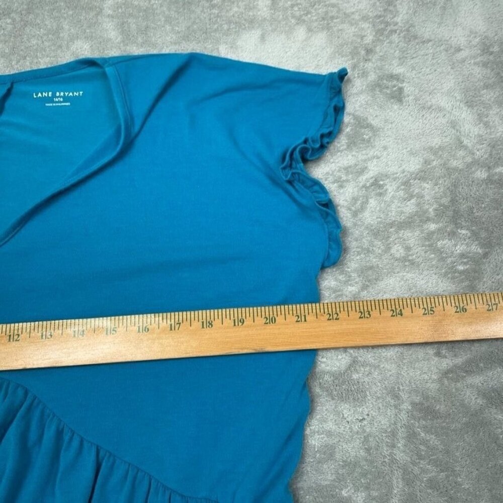 Lane Bryant Womens Blue Peplum Top 14/16 Polyester/Rayon/Spandex 6715 - Picture 4 of 7